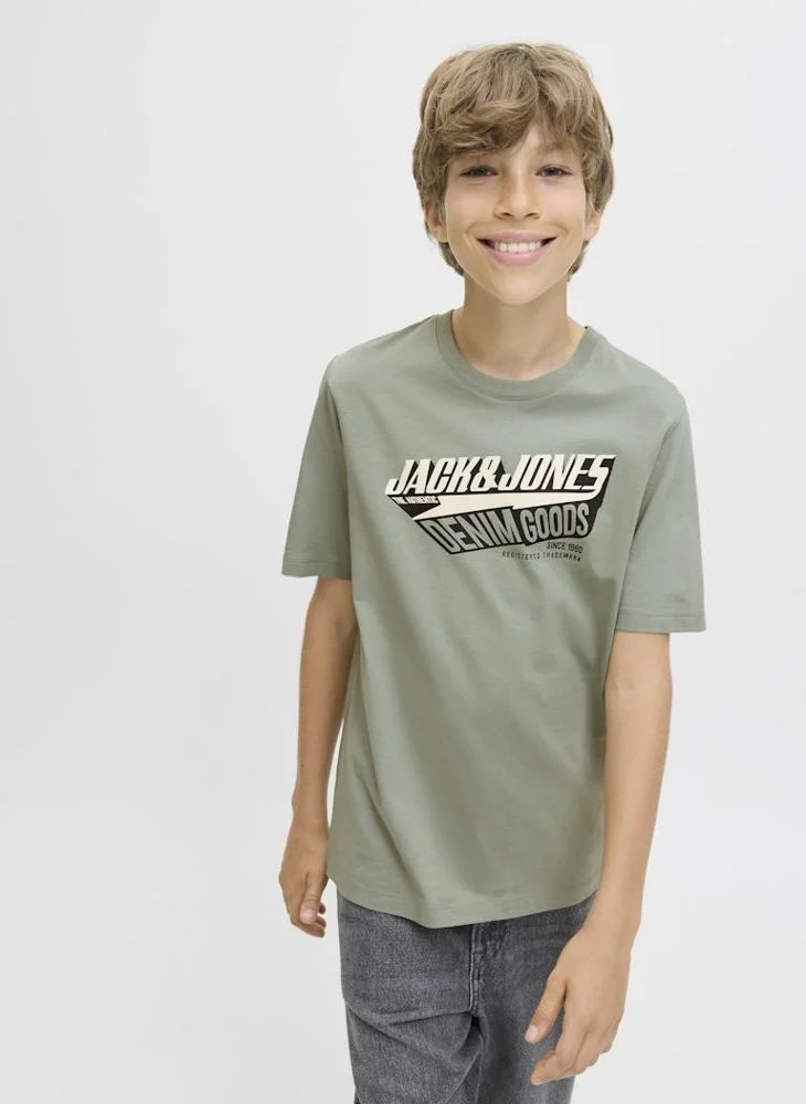 Jack & Jones Junior Kids 2 Pack Log Crew Neck T-Shirt